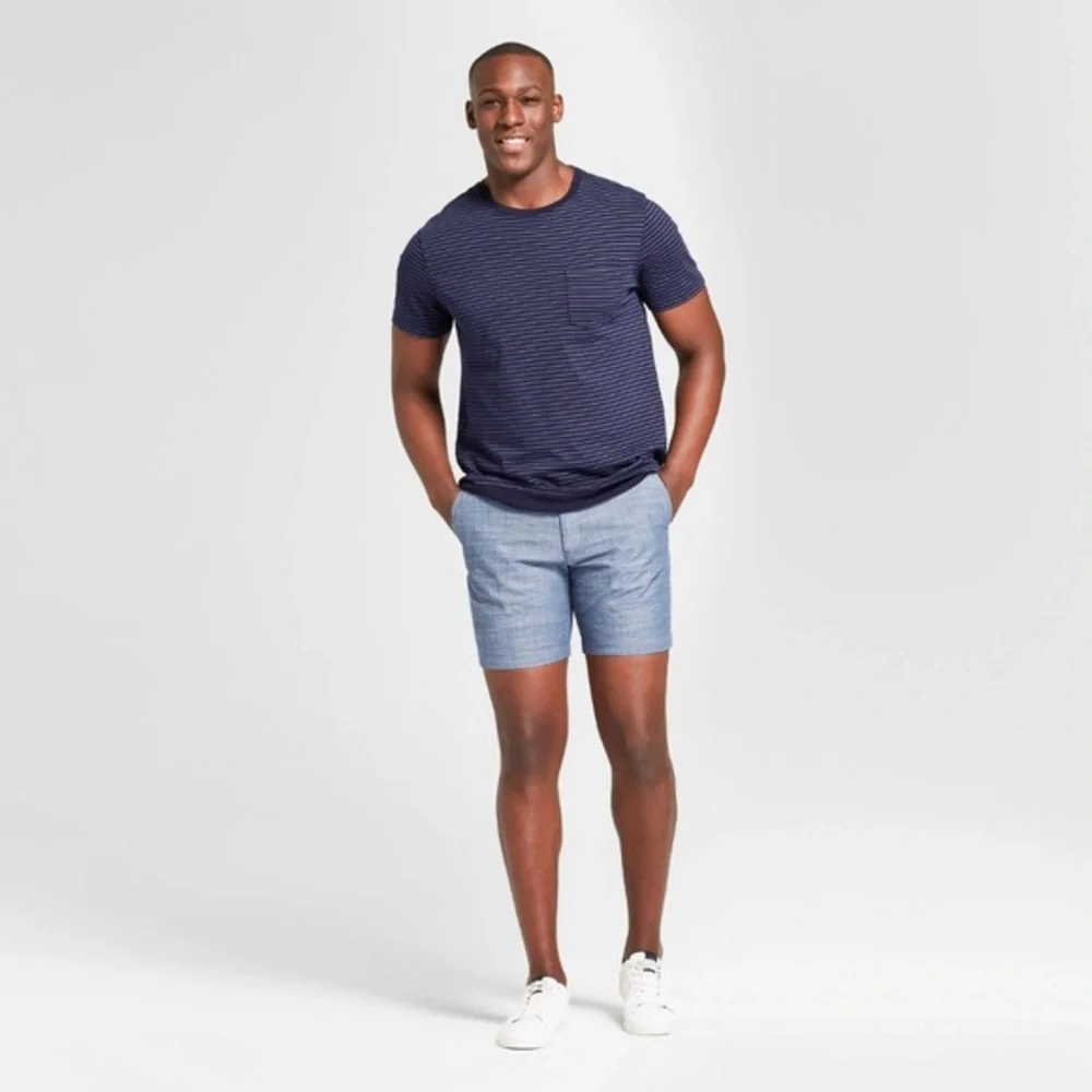 NWT Goodfellow Mens Size 40 Blue Flat Front Linden Chino Shorts NEW